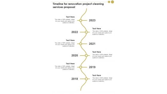 Timeline For Renovation Project Cleaning Services Proposal One Pager Sample Example Document Timeline For Renovation Project Cleaning Services Proposal One Pager Sample Example Document