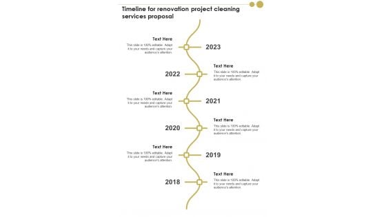 Timeline For Renovation Project Cleaning Services Proposal One Pager Sample Example Document