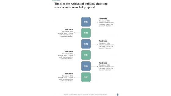 Timeline For Residential Building Cleansing Services Contractor Bid Proposal One Pager Sample Example Document