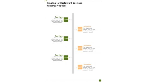 Timeline For Restaurant Business Funding Proposal One Pager Sample Example Document Timeline For Restaurant Business Funding Proposal One Pager Sample Example Document