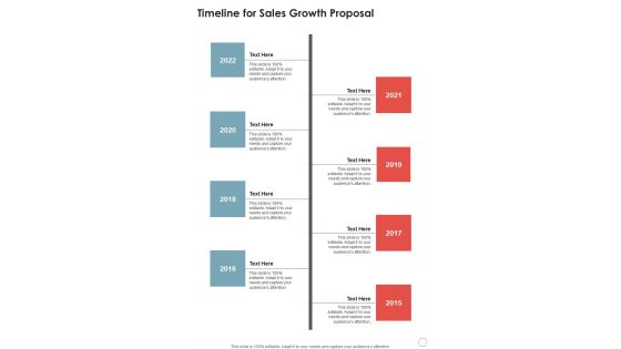 Timeline For Sales Growth Proposal One Pager Sample Example Document