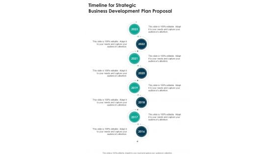 Timeline For Strategic Business Development Plan Proposal One Pager Sample Example Document