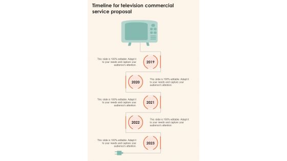 Timeline For Television Commercial Service Proposal One Pager Sample Example Document