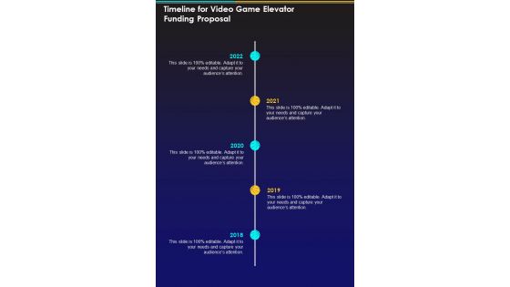 Timeline For Video Game Elevator Funding Proposal One Pager Sample Example Document Timeline For Video Game Elevator Funding Proposal One Pager Sample Example Document