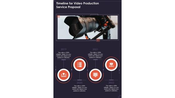 Timeline For Video Production Service Proposal One Pager Sample Example Document