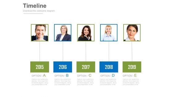 Timeline For Year Based Employee Chart Powerpoint Slides