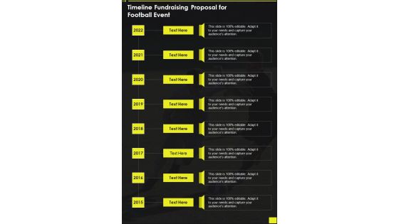 Timeline Fundraising Proposal For Football Event One Pager Sample Example Document