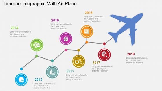 Timeline Infographic With Air Plane Powerpoint Template