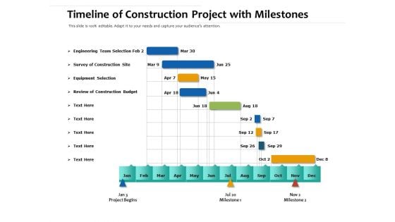 Timeline Of Construction Project With Milestones Ppt PowerPoint Presentation Summary Graphics Example PDF