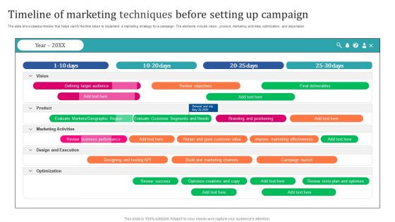 Timeline Of Marketing Techniques Before Setting Up Campaign Rules PDF