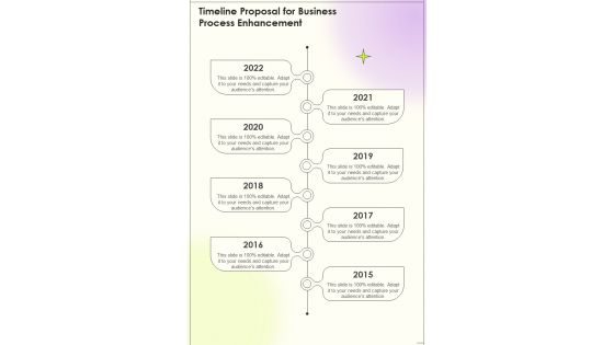 Timeline Proposal For Business Process Enhancement One Pager Sample Example Document Timeline Proposal For Business Process Enhancement One Pager Sample Example Document