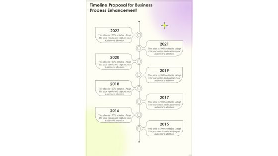 Timeline Proposal For Business Process Enhancement One Pager Sample Example Document