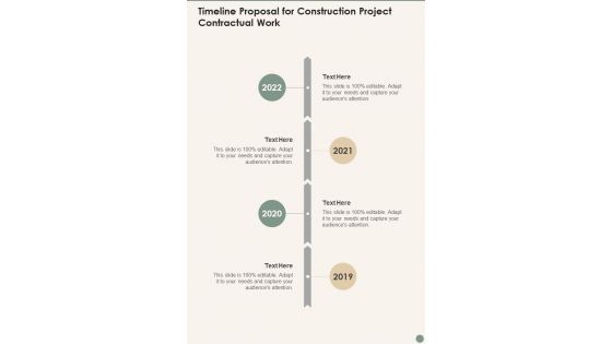 Timeline Proposal For Construction Project Contractual Work One Pager Sample Example Document