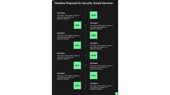 Timeline Proposal For Security Guard Services One Pager Sample Example Document Timeline Proposal For Security Guard Services One Pager Sample Example Document