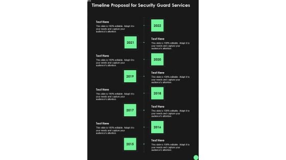 Timeline Proposal For Security Guard Services One Pager Sample Example Document