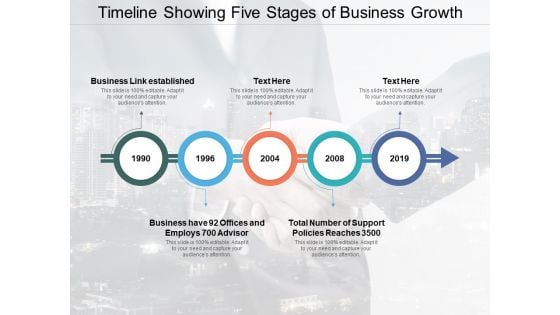 Timeline Showing Five Stages Of Business Growth Ppt PowerPoint Presentation Portfolio Graphic Tips