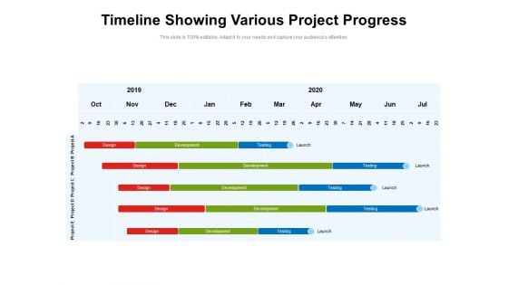 Timeline Showing Various Project Progress Ppt PowerPoint Presentation Gallery Clipart PDF