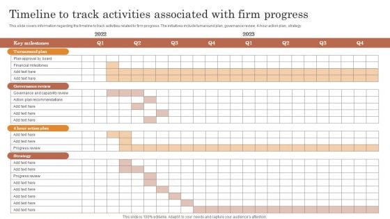 Timeline To Track Activities Associated With Firm Progress Designs PDF