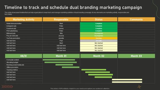 Timeline To Track And Schedule Dual Branding Marketing Campaign Mockup PDF