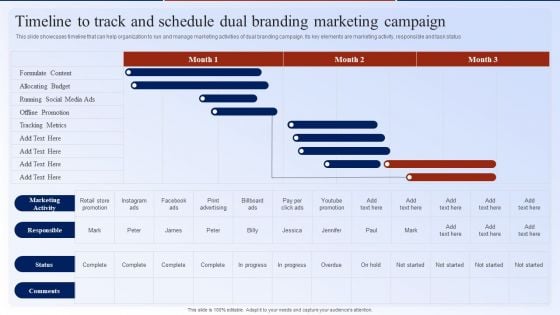 Timeline To Track And Schedule Dual Campaign Dual Branding Marketing Campaign Sample PDF