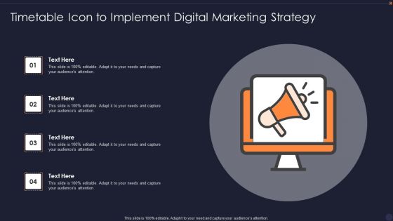 Timetable Icon To Implement Digital Marketing Strategy Guidelines PDF