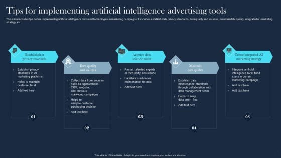 Tips For Implementing Artificial Intelligence Advertising Tools Demonstration PDF Tips For Implementing Artificial Intelligence Advertising Tools Demonstration PDF