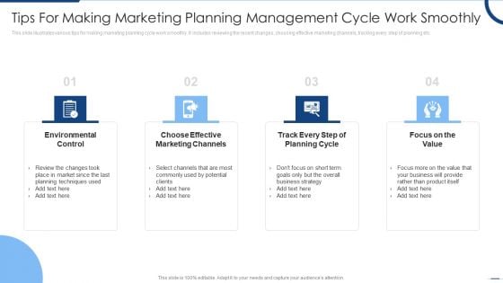 Tips For Making Marketing Planning Management Cycle Work Smoothly Guidelines PDF