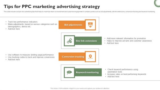 Tips For PPC Marketing Advertising Strategy Template PDF