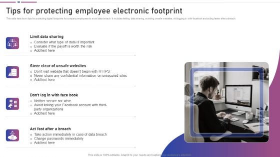 Tips For Protecting Employee Electronic Footprint Clipart PDF