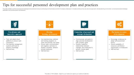 Tips For Successful Personnel Development Plan And Practices Brochure PDF