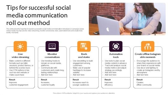 Tips For Successful Social Media Communication Roll Out Method Sample PDF