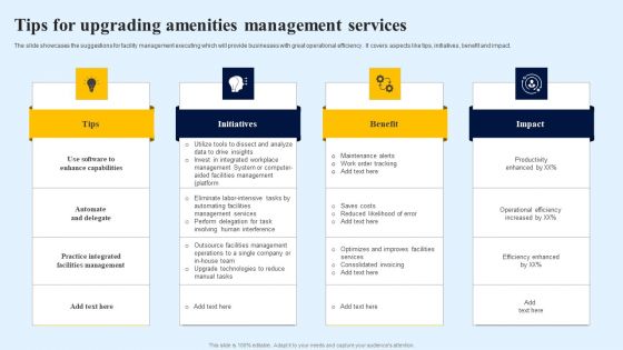 Tips For Upgrading Amenities Management Services Download PDF Tips For Upgrading Amenities Management Services Download PDF