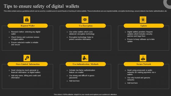 Tips To Ensure Safety Of Digital Wallets Ppt Summary Slide Download PDF