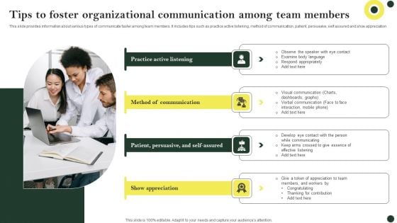 Tips To Foster Organizational Communication Among Team Members Introduction PDF