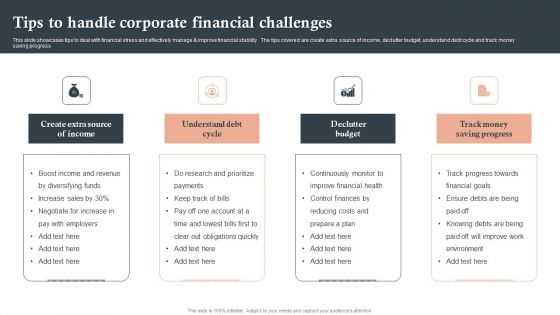 Tips To Handle Corporate Financial Challenges Ppt Pictures File Formats PDF