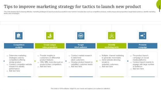 Tips To Improve Marketing Strategy For Tactics To Launch New Product Clipart PDF Tips To Improve Marketing Strategy For Tactics To Launch New Product Clipart PDF