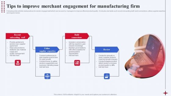 Tips To Improve Merchant Engagement For Manufacturing Firm Graphics PDF