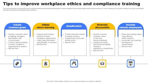Tips To Improve Workplace Ethics And Compliance Training Pictures PDF Tips To Improve Workplace Ethics And Compliance Training Pictures PDF