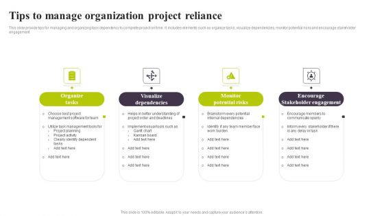 Tips To Manage Organization Project Reliance Ppt PowerPoint Presentation File Layouts PDF
