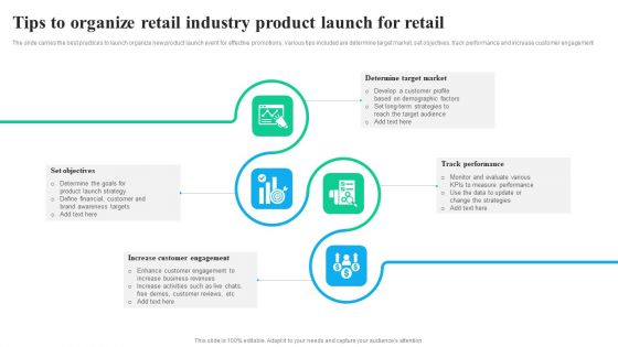 Tips To Organize Retail Industry Product Launch For Retail Clipart PDF