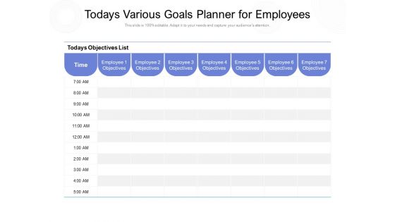 Todays Various Goals Planner For Employees Ppt PowerPoint Presentation Layouts Layout Ideas PDF Todays Various Goals Planner For Employees Ppt PowerPoint Presentation Layouts Layout Ideas PDF