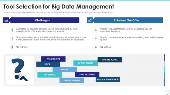 Tool Selection For Big Data Management Ppt Model Portfolio PDF