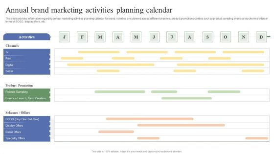 Toolkit To Administer Tactical Annual Brand Marketing Activities Planning Calendar Topics PDF