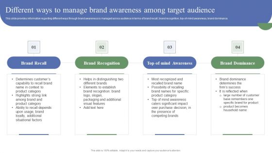 Toolkit To Administer Tactical Different Ways To Manage Brand Awareness Among Target Microsoft PDF