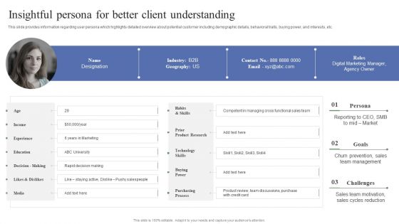 Toolkit To Administer Tactical Insightful Persona For Better Client Understanding Diagrams PDF