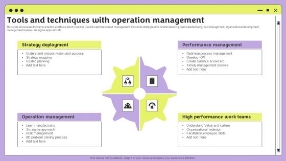 Tools And Techniques With Operation Management Demonstration PDF Tools And Techniques With Operation Management Demonstration PDF