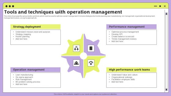 Tools And Techniques With Operation Management Demonstration PDF