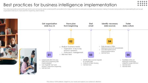 Tools For HR Business Analytics Best Practices For Business Intelligence Implementation Diagrams PDF