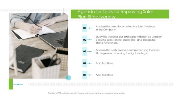 Tools For Improving Sales Plan Effectiveness Agenda For Tools For Improving Sales Plan Effectiveness Topics PDF
