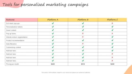 Tools For Personalized Marketing Campaigns Developing Promotional Strategic Plan For Online Marketing Structure PDF